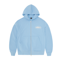 ISLAND PUFF PRINT ZIP HOODIE [BABY BLUE]