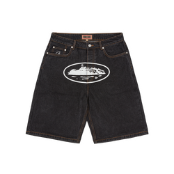 ISLAND BAGGY DENIM SHORT [WASHED BLACK]