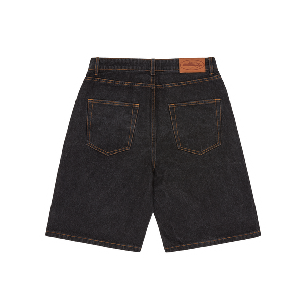 ISLAND BAGGY DENIM SHORT [WASHED BLACK]