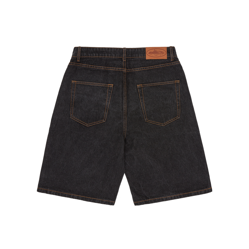 ISLAND BAGGY DENIM SHORT [WASHED BLACK]